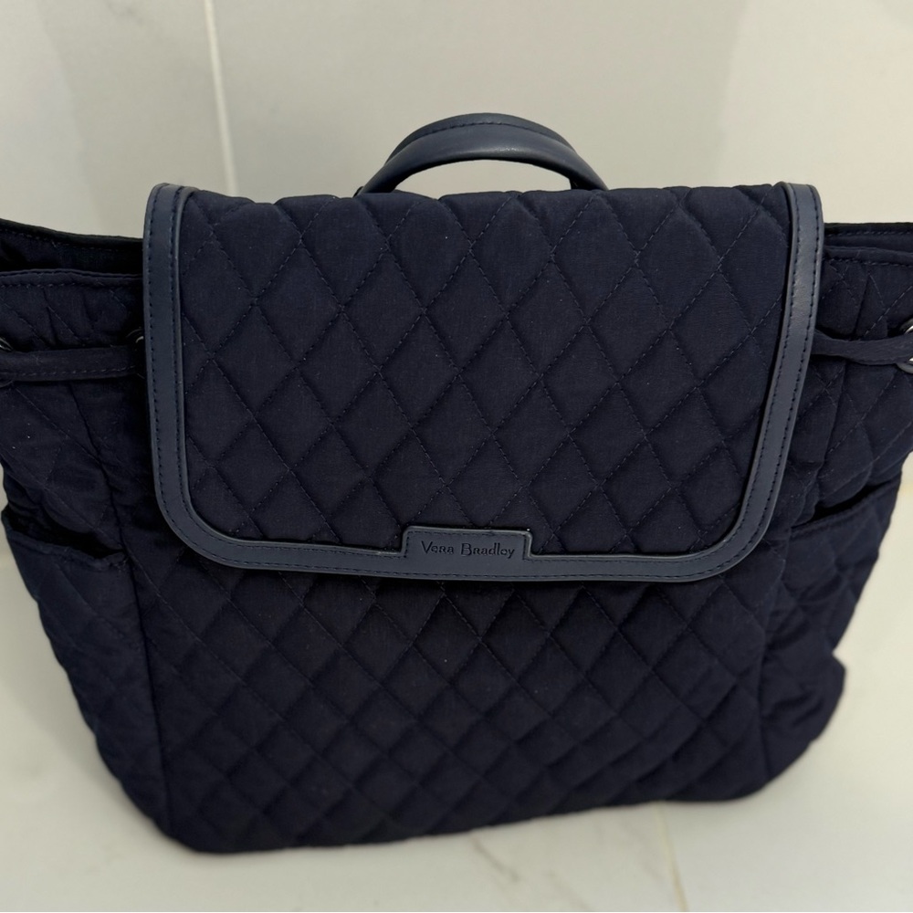 Vera Bradley Navy Quilted Backpack purse - NEVER Used